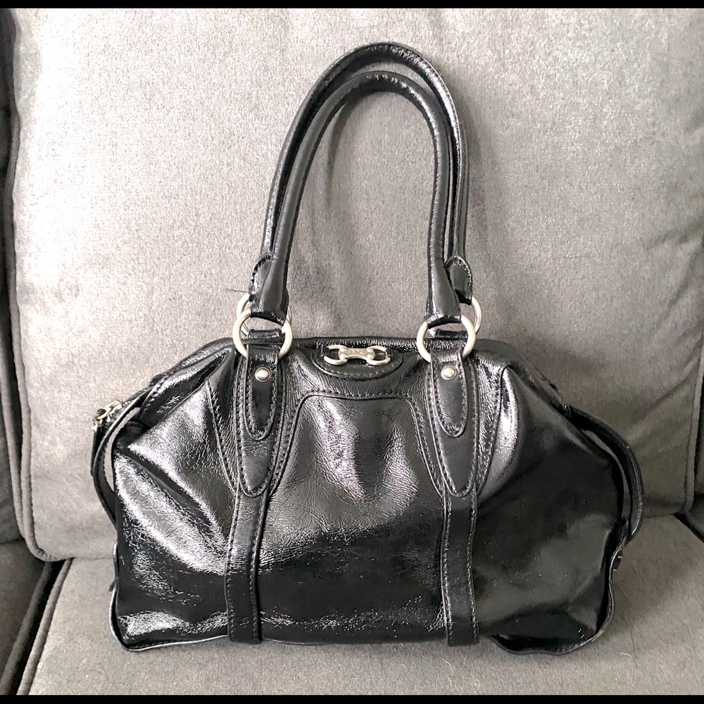 Michael Kors Black Patent Leather Satchel, EUC